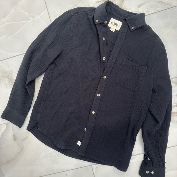 UpWest Other - UpWest Coastal Cotton Ripple Textured Stretch Long Sleeve Button Down Shirt NWT